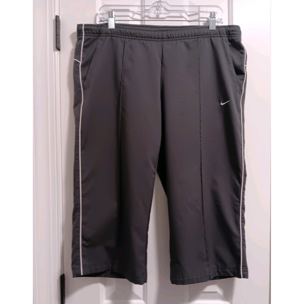Nike Womens Dri-FIT Capri Joggers Gray Elastic Waist Gym Pants 339526-010 Size L